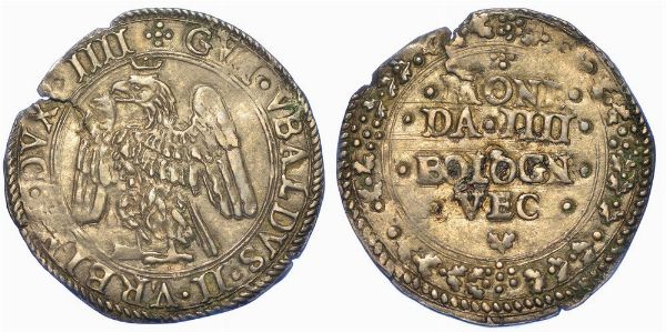 URBINO. GUIDOBALDO II DELLA ROVERE, 1538-1574. Da 4 bolognini vecchi.  - Asta Numismatica - Associazione Nazionale - Case d'Asta italiane