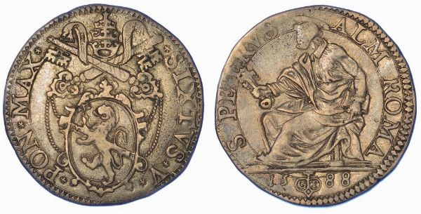 ROMA. SISTO V, 1585-1590. Testone 1588.  - Asta Numismatica - Associazione Nazionale - Case d'Asta italiane