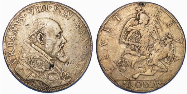 ROMA. URBANO VIII, 1623-1644. Piastra 1643/A. XX.  - Asta Numismatica - Associazione Nazionale - Case d'Asta italiane