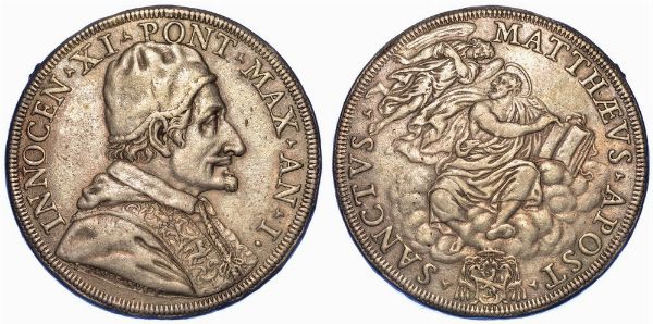 ROMA. INNOCENZO XI, 1676-1689. Piastra A. I.  - Asta Numismatica - Associazione Nazionale - Case d'Asta italiane