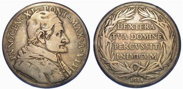 ROMA. INNOCENZO XI, 1676-1689. Piastra 1684/A. VIII.  - Asta Numismatica - Associazione Nazionale - Case d'Asta italiane