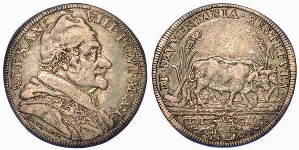 ROMA. ALESSANDRO VIII, 1689-1691. Testone 1690/A. I.  - Asta Numismatica - Associazione Nazionale - Case d'Asta italiane