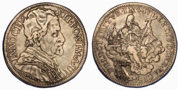 ROMA. INNOCENZO XII, 1691-1700. Mezza piastra A. II.  - Asta Numismatica - Associazione Nazionale - Case d'Asta italiane