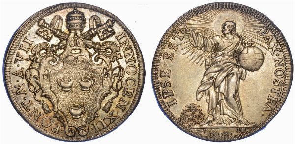 ROMA. INNOCENZO XII,1691-1700. Testone 1698/A. VII.  - Asta Numismatica - Associazione Nazionale - Case d'Asta italiane