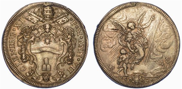 ROMA. CLEMENTE XI, 1700-1721. Mezza Piastra A. VII.  - Asta Numismatica - Associazione Nazionale - Case d'Asta italiane