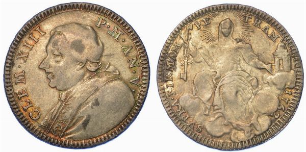 ROMA. CLEMENTE XIII, 1758-1769. Doppio giulio 1762/A. V.  - Asta Numismatica - Associazione Nazionale - Case d'Asta italiane