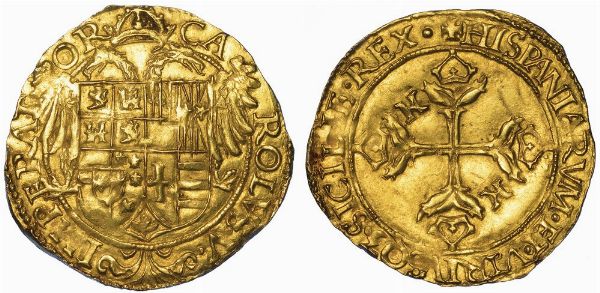 NAPOLI. CARLO V D'ASBURGO, 1516-1556. Scudo d'oro.  - Asta Numismatica - Associazione Nazionale - Case d'Asta italiane