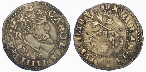 NAPOLI. CARLO V D'ASBURGO, 1516-1556. Carlino.  - Asta Numismatica - Associazione Nazionale - Case d'Asta italiane