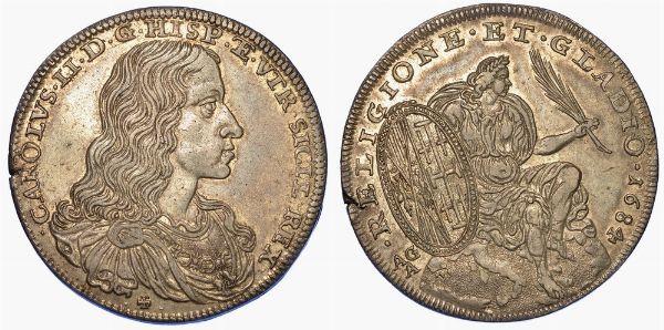 NAPOLI. CARLO II DI SPAGNA, 1665-1700. Mezzo ducato 1684.  - Asta Numismatica - Associazione Nazionale - Case d'Asta italiane