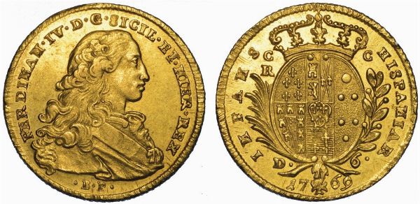 NAPOLI. FERDINANDO IV DI BORBONE, 1759-1816. Da 6 ducati 1769.  - Asta Numismatica - Associazione Nazionale - Case d'Asta italiane