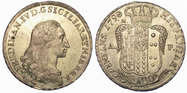 NAPOLI. FERDINANDO IV DI BORBONE, 1759-1816. Piastra da 120 Grana 1790.  - Asta Numismatica - Associazione Nazionale - Case d'Asta italiane