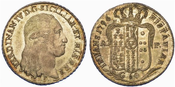 NAPOLI. FERDINANDO IV DI BORBONE, 1759-1816. Mezza piastra da 60 Grana 1796.  - Asta Numismatica - Associazione Nazionale - Case d'Asta italiane