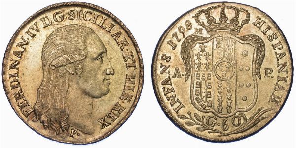 NAPOLI. FERDINANDO IV DI BORBONE, 1759-1816. Mezza piastra da 60 Grana 1798.  - Asta Numismatica - Associazione Nazionale - Case d'Asta italiane