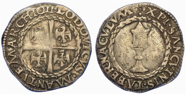 MANTOVA.  LUDOVICO III (II) GONZAGA, 1445-1478. Mezzo Testone s.d.  - Asta Numismatica - Associazione Nazionale - Case d'Asta italiane