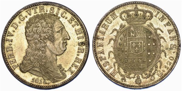 NAPOLI. FERDINANDO IV DI BORBONE, 1759-1816. Piastra da 120 Grana 1816.  - Asta Numismatica - Associazione Nazionale - Case d'Asta italiane