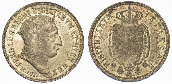 NAPOLI. FERDINANDO I DI BORBONE, 1816-1825. Piastra da 120 Grana 1817. Reimpressa.  - Asta Numismatica - Associazione Nazionale - Case d'Asta italiane