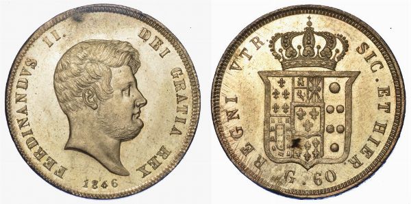 NAPOLI. FERDINANDO II DI BORBONE, 1830-1859. Mezza Piastra da 60 Grana 1846.  - Asta Numismatica - Associazione Nazionale - Case d'Asta italiane