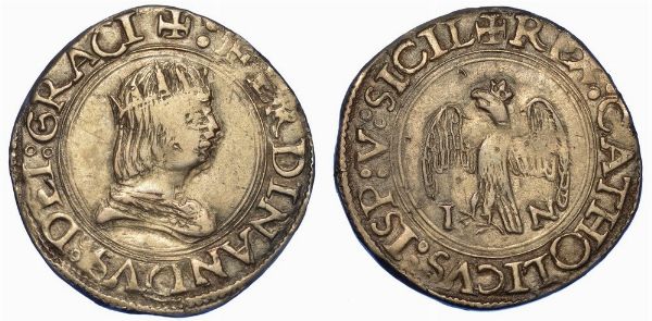 MESSINA. FERDINANDO D'ARAGONA, IL CATTOLICO, 1479-1516. Tar.  - Asta Numismatica - Associazione Nazionale - Case d'Asta italiane