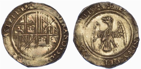 MESSINA. FERDINANDO D'ARAGONA, IL CATTOLICO, 1479-1516. Mezzo tar.  - Asta Numismatica - Associazione Nazionale - Case d'Asta italiane