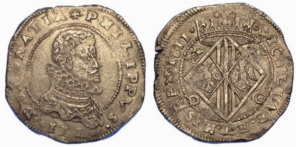 MESSINA. FILIPPO III DI SPAGNA, 1598-1621. Scudo 1611.  - Asta Numismatica - Associazione Nazionale - Case d'Asta italiane