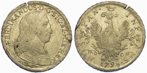 PALERMO. FERDINANDO III DI BORBONE, 1759-1816. 6 tar 1798.  - Asta Numismatica - Associazione Nazionale - Case d'Asta italiane