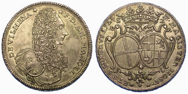 MALTA. ANTONIO MANUEL DE VILHENA, 1722-1736. 2 Scudi 1724.  - Asta Numismatica - Associazione Nazionale - Case d'Asta italiane