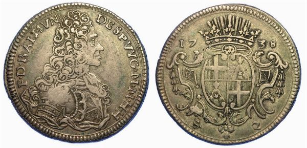 MALTA. RAMON DE DESPUIG, 1736-1741. 2 scudi 1738.  - Asta Numismatica - Associazione Nazionale - Case d'Asta italiane