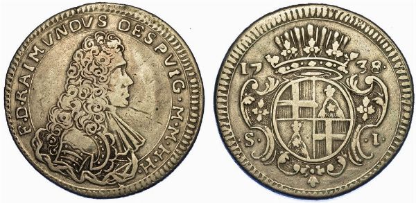 MALTA. RAMON DE DESPUIG, 1736-1741. Scudo 1738.  - Asta Numismatica - Associazione Nazionale - Case d'Asta italiane