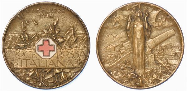 REGNO D'ITALIA. CROCE ROSSA ITALIANA. Medaglia da 10 Centesimi (3 novembre 1918) a favore della Croce Rossa Italiana.  - Asta Numismatica - Associazione Nazionale - Case d'Asta italiane