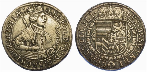 AUSTRIA. LEOPOLD V, 1619-1632. Thaler 1632.  - Asta Numismatica - Associazione Nazionale - Case d'Asta italiane