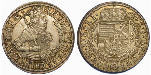 AUSTRIA. LEOPOLD V, 1619-1632. Thaler 1632.  - Asta Numismatica - Associazione Nazionale - Case d'Asta italiane