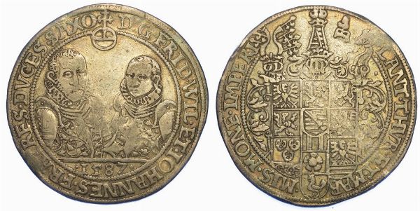 GERMANIA - SASSONIA. FRIEDRICH WILHELM UND JOHANN, 1573-1602. Thaler 1587.  - Asta Numismatica - Associazione Nazionale - Case d'Asta italiane