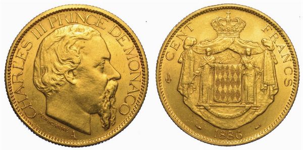 MONACO. CHARLES III, 1856-1889. 100 Francs 1886. Parigi.  - Asta Numismatica - Associazione Nazionale - Case d'Asta italiane