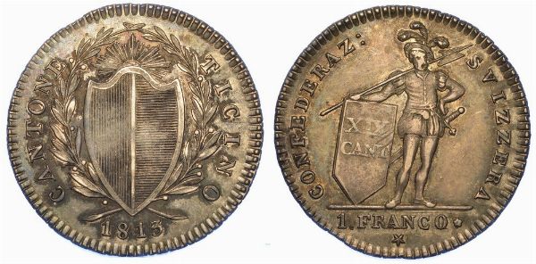 SVIZZERA. CANTON TICINO. Franco 1813. Lucerna.  - Asta Numismatica - Associazione Nazionale - Case d'Asta italiane