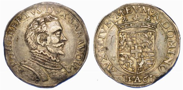 DUCATO DI SAVOIA. EMANUELE FILIBERTO DI SAVOIA, 1553-1580. Testone 1561 (III tipo). Asti.  - Asta Numismatica - Associazione Nazionale - Case d'Asta italiane