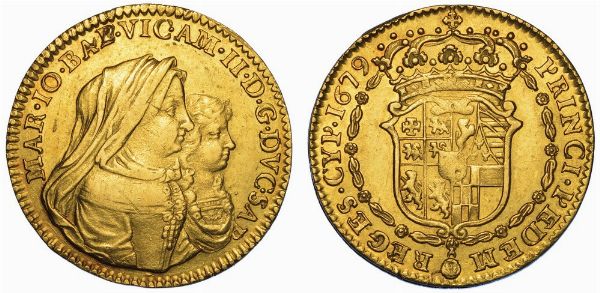 DUCATO DI SAVOIA. VITTORIO AMEDEO II DI SAVOIA. IL PRIMO RE SABAUDO, 1675-1680. REGGENZA DELLA MADRE MARIA GIOVANNA BATTISTA. Doppia 1679. Torino.  - Asta Numismatica - Associazione Nazionale - Case d'Asta italiane