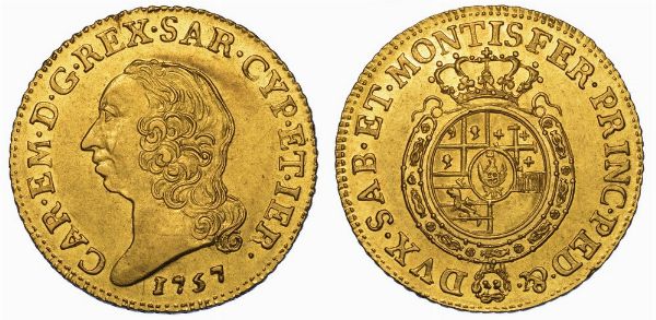 REGNO DI SARDEGNA. CARLO EMANUELE III DI SAVOIA, 1755-1773 (II PERIODO). Doppia Nuova 1757. Torino.  - Asta Numismatica - Associazione Nazionale - Case d'Asta italiane