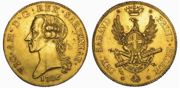 REGNO DI SARDEGNA. VITTORIO AMEDEO III DI SAVOIA, 1773-1796. Carlino da 5 Doppie 1786. Torino.  - Asta Numismatica - Associazione Nazionale - Case d'Asta italiane