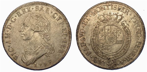 REGNO DI SARDEGNA. VITTORIO AMEDEO III DI SAVOIA, 1773-1796. Mezzo Scudo da 3 lire 1789. Torino  - Asta Numismatica - Associazione Nazionale - Case d'Asta italiane