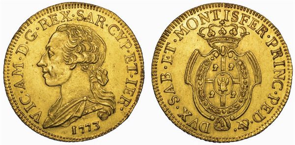 REGNO DI SARDEGNA. VITTORIO AMEDEO III DI SAVOIA, 1773-1796 (MONETAZIONE PER LA SARDEGNA). Mezzo Carlino Sardo da 2,5 doppiette 1773.  - Asta Numismatica - Associazione Nazionale - Case d'Asta italiane