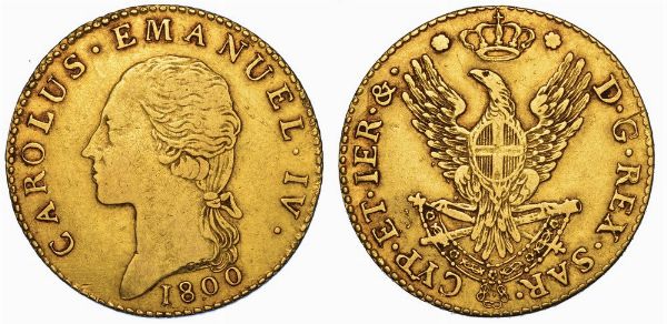 REGNO DI SARDEGNA. CARLO EMANUELE IV DI SAVOIA, 1796-1800. Doppia 1800.  - Asta Numismatica - Associazione Nazionale - Case d'Asta italiane