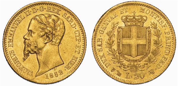 REGNO DI SARDEGNA. VITTORIO EMANUELE II DI SAVOIA, 1849-1861. 20 Lire 1852. Genova.  - Asta Numismatica - Associazione Nazionale - Case d'Asta italiane