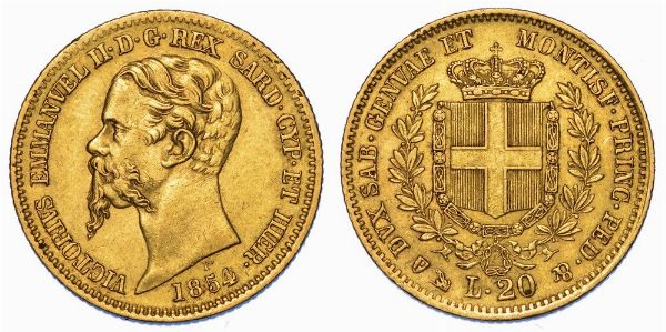 REGNO DI SARDEGNA. VITTORIO EMANUELE II DI SAVOIA, 1849-1861. 20 Lire 1854. Genova.  - Asta Numismatica - Associazione Nazionale - Case d'Asta italiane