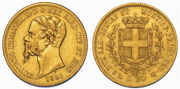 REGNO DI SARDEGNA. VITTORIO EMANUELE II DI SAVOIA, 1849-1861. 20 Lire 1856. Genova.  - Asta Numismatica - Associazione Nazionale - Case d'Asta italiane