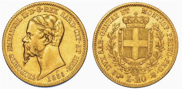 REGNO DI SARDEGNA. VITTORIO EMANUELE II DI SAVOIA, 1849-1861. 20 Lire 1856. Torino.  - Asta Numismatica - Associazione Nazionale - Case d'Asta italiane