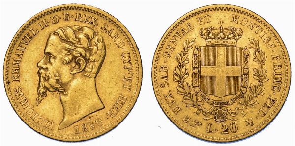 REGNO DI SARDEGNA. VITTORIO EMANUELE II DI SAVOIA, 1849-1861. 20 Lire 1860. Torino.  - Asta Numismatica - Associazione Nazionale - Case d'Asta italiane