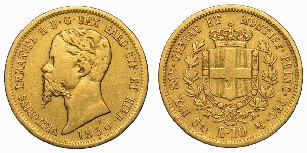 REGNO DI SARDEGNA. VITTORIO EMANUELE II DI SAVOIA, 1849-1861. 10 Lire 1850. Genova.  - Asta Numismatica - Associazione Nazionale - Case d'Asta italiane