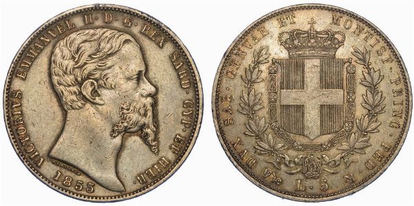 REGNO DI SARDEGNA. VITTORIO EMANUELE II DI SAVOIA, 1849-1861. 5 Lire 1853. Genova.  - Asta Numismatica - Associazione Nazionale - Case d'Asta italiane