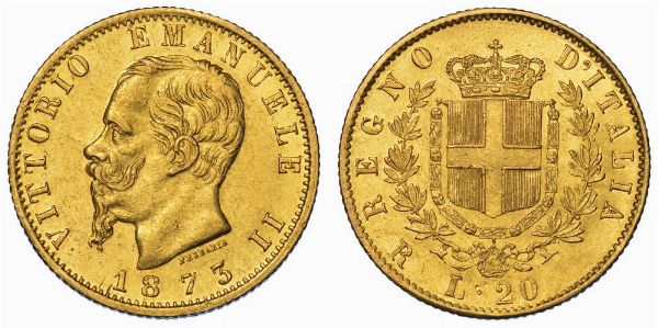 REGNO D'ITALIA. VITTORIO EMANUELE II DI SAVOIA, 1861-1878. 20 Lire 1873. Roma.  - Asta Numismatica - Associazione Nazionale - Case d'Asta italiane