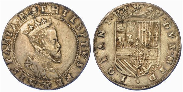 MILANO. FILIPPO II D'ASBURGO, 1556-1598. Mezzo scudo d'argento s.d.  - Asta Numismatica - Associazione Nazionale - Case d'Asta italiane